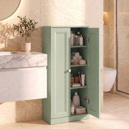Homcom Narrow Bathroom Cabinet, Slim Storage Cabinet, Light Green - thumbnail 1