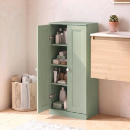 Homcom Narrow Bathroom Cabinet, Slim Storage Cabinet, Light Green - thumbnail 2