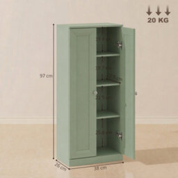 Homcom Narrow Bathroom Cabinet, Slim Storage Cabinet, Light Green - thumbnail 3