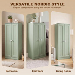 Homcom Narrow Bathroom Cabinet, Slim Storage Cabinet, Light Green - thumbnail 8