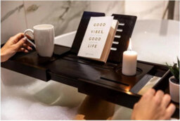 Bamboo Wooden Bath Tray, Bath Shelf Bathroom Accessory, Home Spa Boards For Adults, Bathtub Caddy, Bamboo Bathroom Accessories Set - thumbnail 3