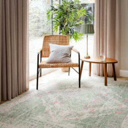 Loomed Distressed Cream Green Persian Style Washable Non Slip Rug 160X230Cm - thumbnail 2