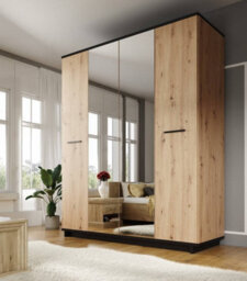 Arte Grand Ines 10 Hinged Wardrobe - Majestic Oak Artisan & Black - W1800mm X H2150mm X D600mm - thumbnail 3
