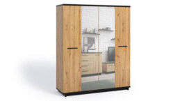 Arte Grand Ines 10 Hinged Wardrobe - Majestic Oak Artisan & Black - W1800mm X H2150mm X D600mm