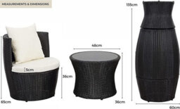 Outdoor Black Rattan Garden Patio Stackable Vase Bistro Chair And Table Set - thumbnail 5