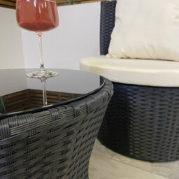 Outdoor Black Rattan Garden Patio Stackable Vase Bistro Chair And Table Set - thumbnail 3