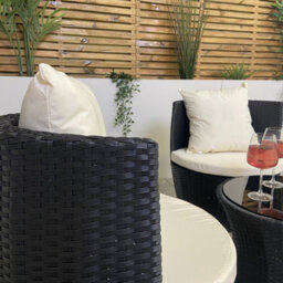 Outdoor Black Rattan Garden Patio Stackable Vase Bistro Chair And Table Set - thumbnail 2