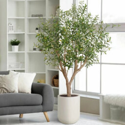 Xample Artificial 8Ft Olive Tree In Cream Planter Premium Lifelike Faux Indoor Plant With Hand-Painted Trunk,easy Assembly,no Maintenance - thumbnail 1