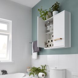 GoodHome Ladoga White Double Bathroom Wall Cabinet (H)60Cm (W)60Cm - thumbnail 5