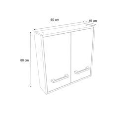 GoodHome Ladoga White Double Bathroom Wall Cabinet (H)60Cm (W)60Cm - thumbnail 7