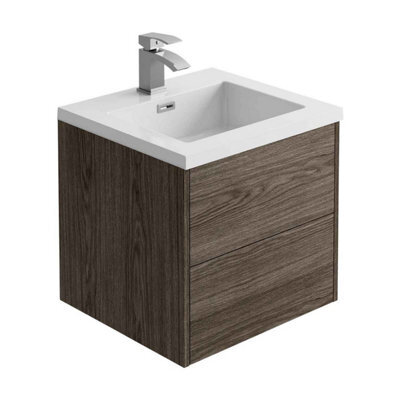 Plum&clay Borneo Dark Wood Wall Hung Vanity Unit & Basin Set (W)500mm (H)470mm - image 1