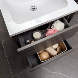 Plum&clay Borneo Dark Wood Wall Hung Vanity Unit & Basin Set (W)500mm (H)470mm - thumbnail 6