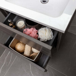 Plum&clay Borneo Dark Wood Wall Hung Vanity Unit & Basin Set (W)500mm (H)470mm - thumbnail 7