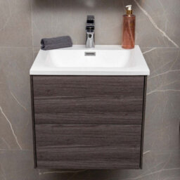 Plum&clay Borneo Dark Wood Wall Hung Vanity Unit & Basin Set (W)500mm (H)470mm - thumbnail 2