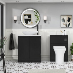 Royal Bathrooms Royal Bathroom Elmore 700mm Matt Nocturne Black Freestanding Bathroom Vanity Unit 2 Door Plain White Worktop With Nova Basin - thumbnail 5
