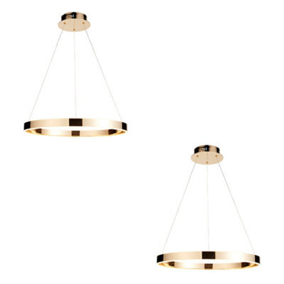 Loops Stunning 2 Pack Modern Ceiling Pendant Lights With French Gold Finish And Frosted Acrylic Shades - image 1