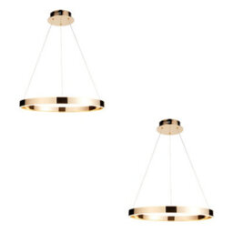 Loops Stunning 2 Pack Modern Ceiling Pendant Lights With French Gold Finish And Frosted Acrylic Shades