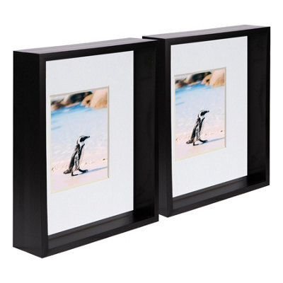"Nicola Spring 8 X 10"" Deep Photo Frames - Black/white Mount - 3D Deep Box Picture Frame Display Case (4 X 6"" Mount) X5" - image 1