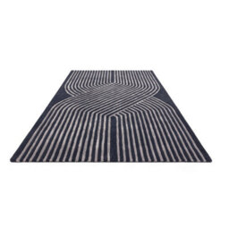 Blue Teal Handmade Modern Striped Wool 12-14mm Thick Stain-Resistant Rug For Bedroom, Living, Dining Room-160Cm X 230Cm - thumbnail 5