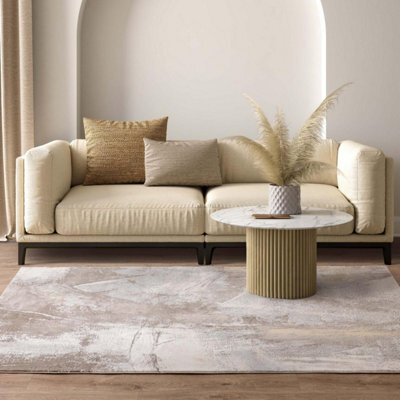 Furniturebox Uk Zephyr Beige Metallic Lustre Rug 120X170 - image 1