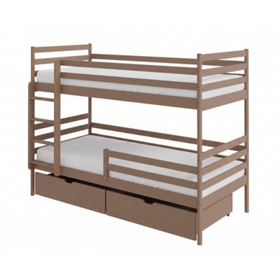 Arte Gusto Milk Chocolate Wooden Bunk Bed 90 X 200Cm - With 2 Foam Mattresses - image 1