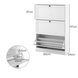 Levede Tall Shoe Cabinet Flip Shoe Storage Unit Slim Hallway Organiser - thumbnail 4