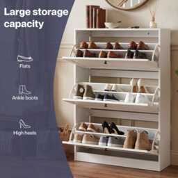 Levede Tall Shoe Cabinet Flip Shoe Storage Unit Slim Hallway Organiser - thumbnail 5