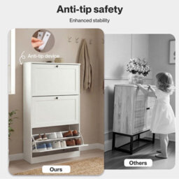 Levede Tall Shoe Cabinet Flip Shoe Storage Unit Slim Hallway Organiser - thumbnail 9