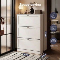 Levede Tall Shoe Cabinet Flip Shoe Storage Unit Slim Hallway Organiser - thumbnail 6