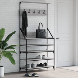 Walplus Clothes Rack With Shoe Storage Grey Sonoma 90X34X184 Cm - thumbnail 1