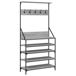 Walplus Clothes Rack With Shoe Storage Grey Sonoma 90X34X184 Cm - thumbnail 2