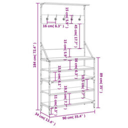 Walplus Clothes Rack With Shoe Storage Grey Sonoma 90X34X184 Cm - thumbnail 9