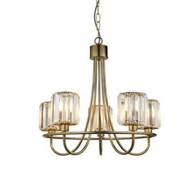 Luminosa Lighting Luminosa Berenice 5 Light Multi Arm Glass Shade Ceiling Pendant Antique Brass - image 1