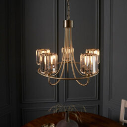 Luminosa Lighting Luminosa Berenice 5 Light Multi Arm Glass Shade Ceiling Pendant Antique Brass - thumbnail 3