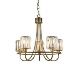 Luminosa Lighting Luminosa Berenice 5 Light Multi Arm Glass Shade Ceiling Pendant Antique Brass - thumbnail 1