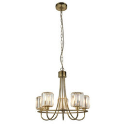 Luminosa Lighting Luminosa Berenice 5 Light Multi Arm Glass Shade Ceiling Pendant Antique Brass - thumbnail 6