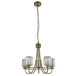 Luminosa Lighting Luminosa Berenice 5 Light Multi Arm Glass Shade Ceiling Pendant Antique Brass - thumbnail 8