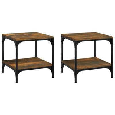 Berkfield Industrial Side Tables 2 Pcs Smoked Oak 40X40X40 Cm Engineered Wood - image 1