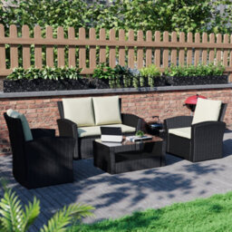 Lassic Vida Designs 4 Seater Garden Rattan Set With Outdoor Sofa, Table And Chairs, Black - thumbnail 2