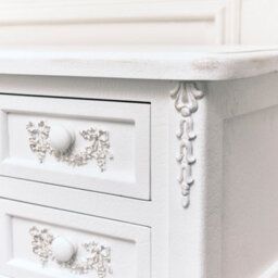 Melody Maison Antique White Dressing Table Desk With Triple Mirror And Stool - Pays Blanc Range - thumbnail 3