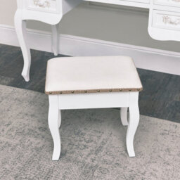 Melody Maison Antique White Dressing Table Desk With Triple Mirror And Stool - Pays Blanc Range - thumbnail 8