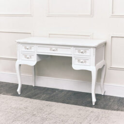 Melody Maison Antique White Dressing Table Desk With Triple Mirror And Stool - Pays Blanc Range - thumbnail 6