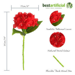 5 Best Artificial Red Single 35Cm Hydrangea Flower Stems - thumbnail 7