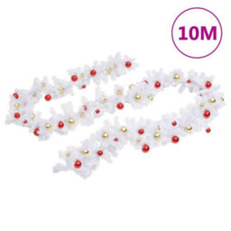 Berkfield Suitable Christmas Garland Decorated With Baubles White 10 M