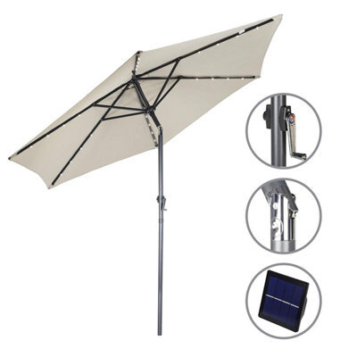 2.7M Garden Parasol With Solar Powered 24 Led Lights And Tilt Crank - image 1