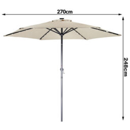2.7M Garden Parasol With Solar Powered 24 Led Lights And Tilt Crank - thumbnail 2