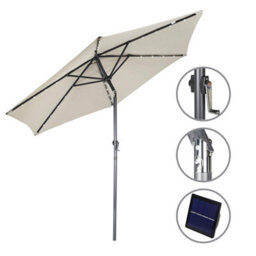 2.7M Garden Parasol With Solar Powered 24 Led Lights And Tilt Crank - thumbnail 1