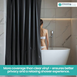 Neel Blue Shower Curtain With Hooks, Water-Resistant Vinyl Fabric, 180Cm X 180Cm Black - thumbnail 8
