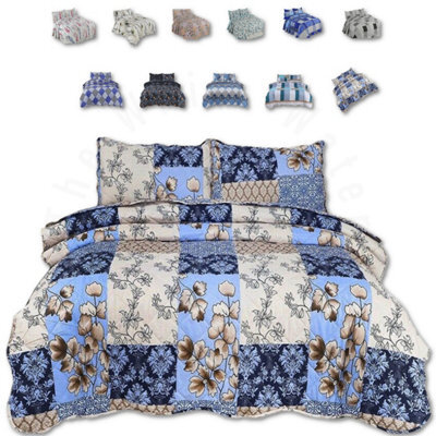 TheWhiteWater Limited Bedspread - Luxury Quilted - Reversible - Bed Throw Warm Quilt - Bedspread Patchwork Raani Design Set 150 Gsm - 3 Tog - image 1
