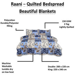 TheWhiteWater Limited Bedspread - Luxury Quilted - Reversible - Bed Throw Warm Quilt - Bedspread Patchwork Raani Design Set 150 Gsm - 3 Tog - thumbnail 7